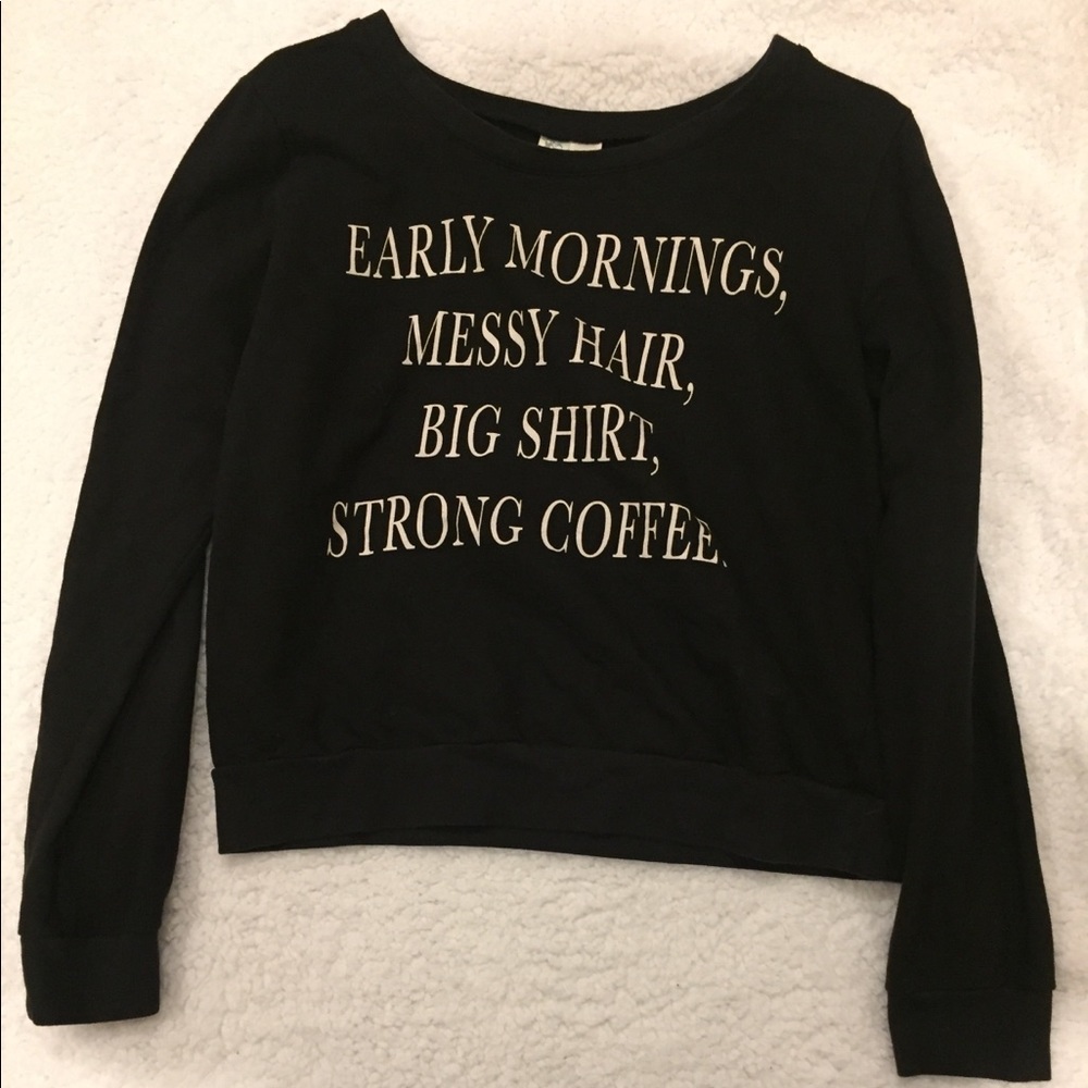Black Graphic “Coffee” Crewneck Sweatshirt